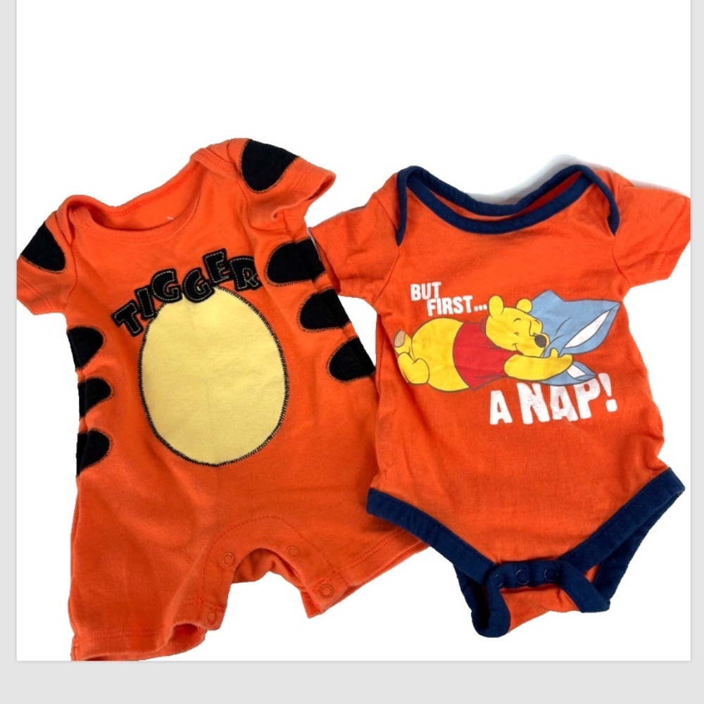 Vintage Disney Winnie The Pooh Tigger One Piece Romper Bodysuit 3-6 M Set of 2